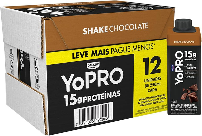 YoPRO Bebida Láctea UHT Chocolate 15g de proteínas 250ml - 12 unidades