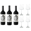 Kit com 3 Vinhos Cordero Con Piel de Lobo + 4 Taças Caesar de Crystal